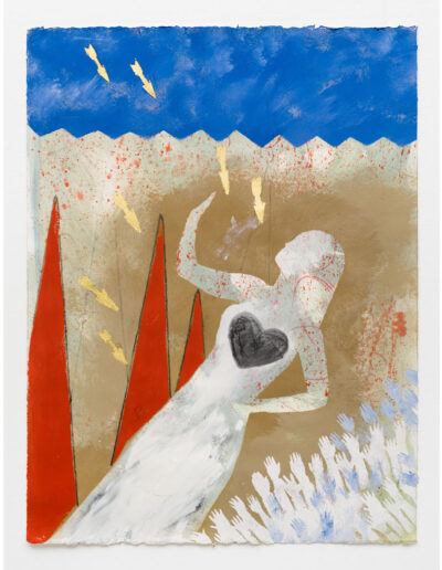 Angels and Ancestors 26X19 Mixed Media Gouache with 22k Gold Leaf on Paper